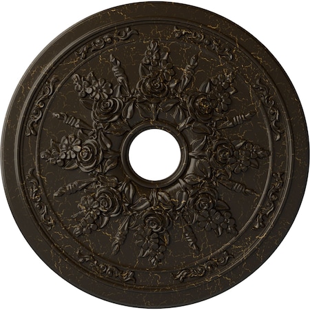 Ekena Millwork Rose and Ribbon Medallion (Canopies up to 4"), 23 5/8"OD x 4"ID x 1 1/2"P, Stone Hearth Crackle CM23ROSHC